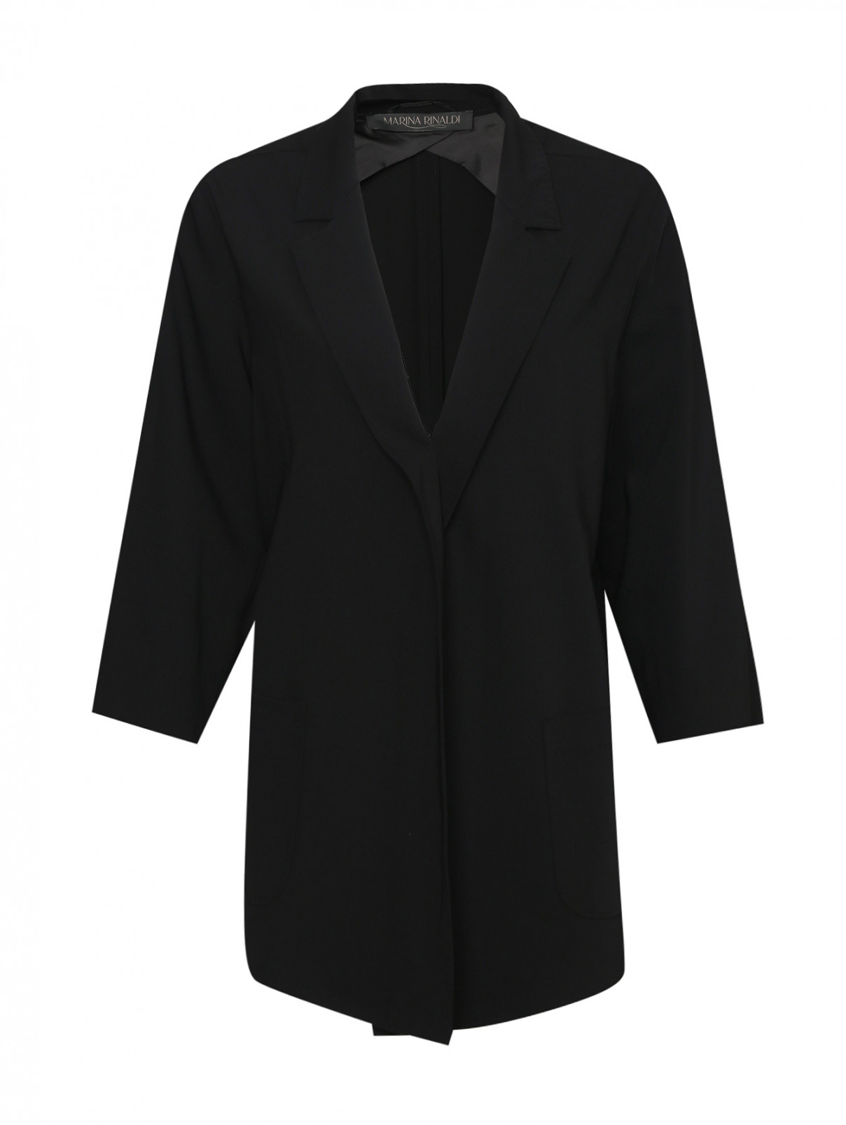 Жакет свободного кроя с карманами Marina Rinaldi  –  Общий вид  – Цвет:  Черный