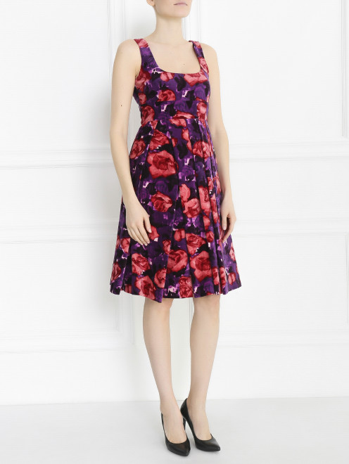 Платье из хлопка с цветочным узором Sportmax - Модель Общий вид