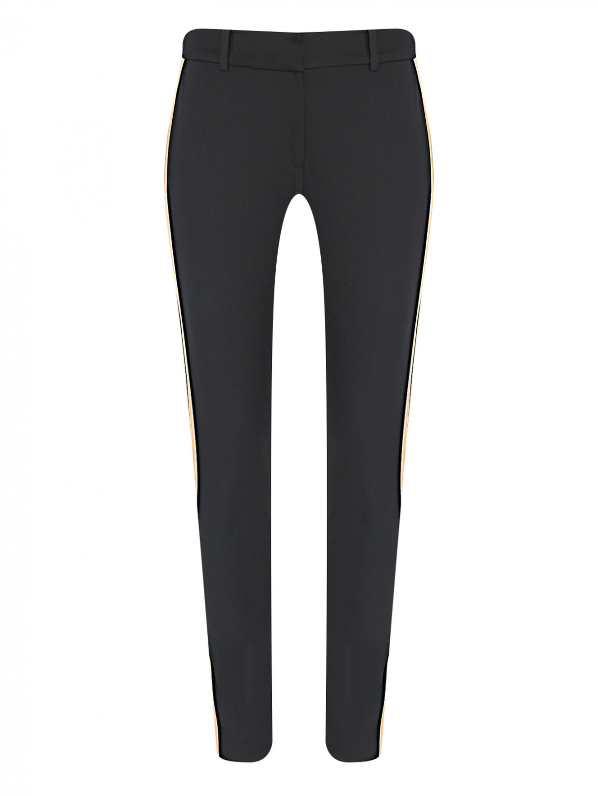 Укороченные брюки с лампасами Ermanno Firenze  –  Общий вид  – Цвет:  Черный