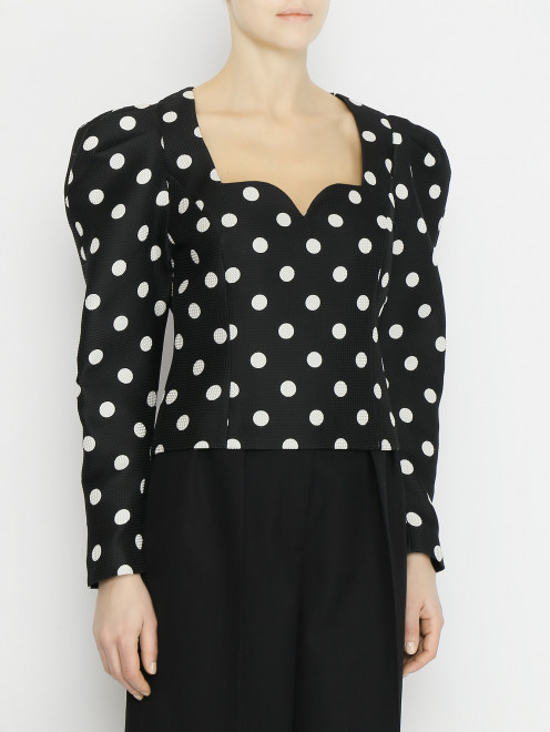 Блуза с узором горох и объемными рукавами - МодельВерхНиз