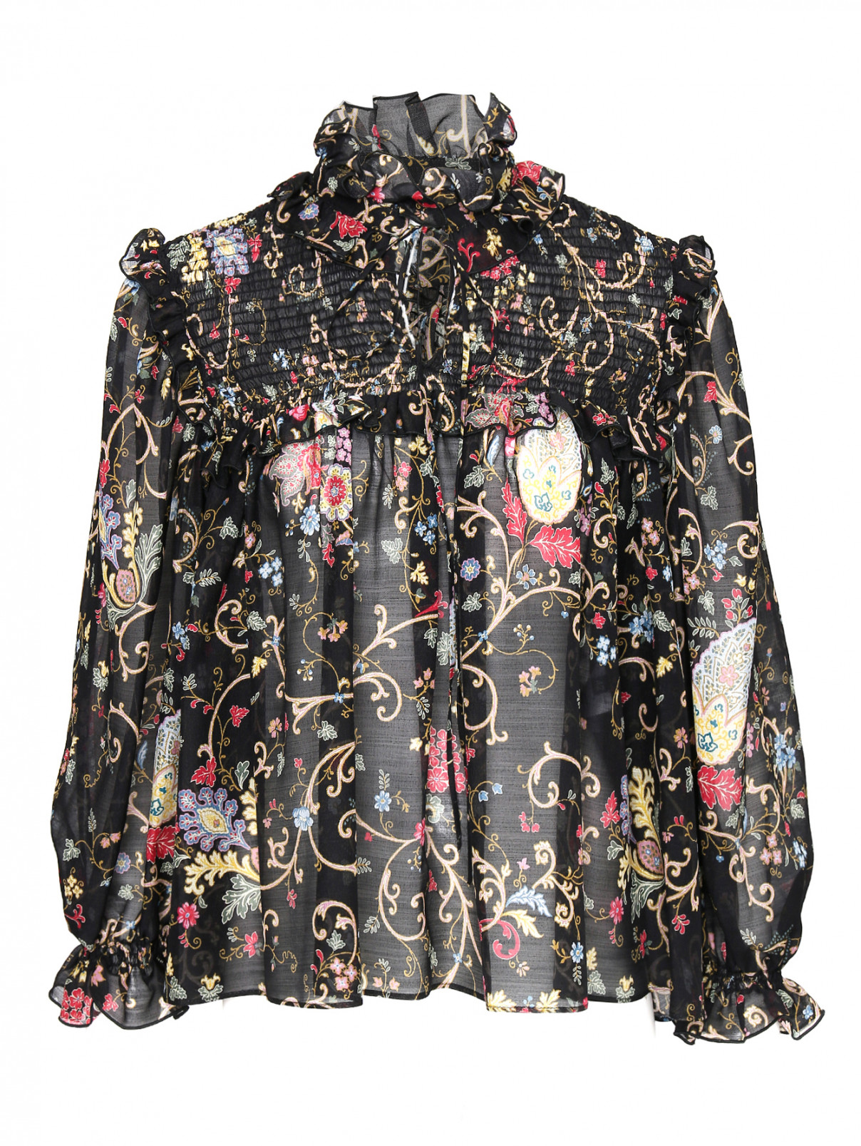Блуза из шерсти и шелка с узором Etro  –  Общий вид  – Цвет:  Узор