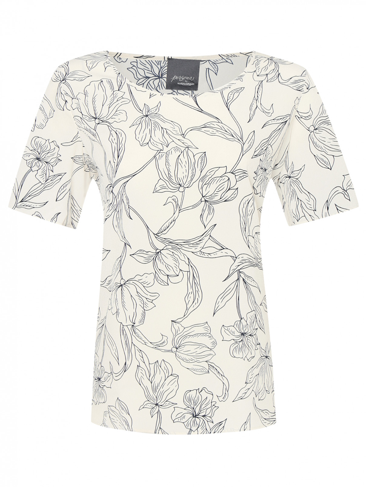Блуза с цветочным узором Persona by Marina Rinaldi  –  Общий вид  – Цвет:  Бежевый