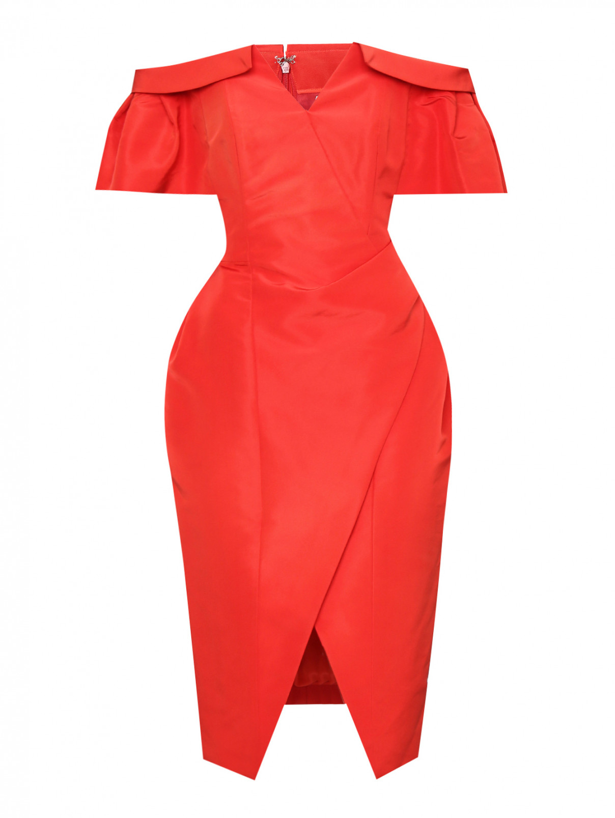 Платье-мини с карманами Carolina Herrera  –  Общий вид  – Цвет:  Красный
