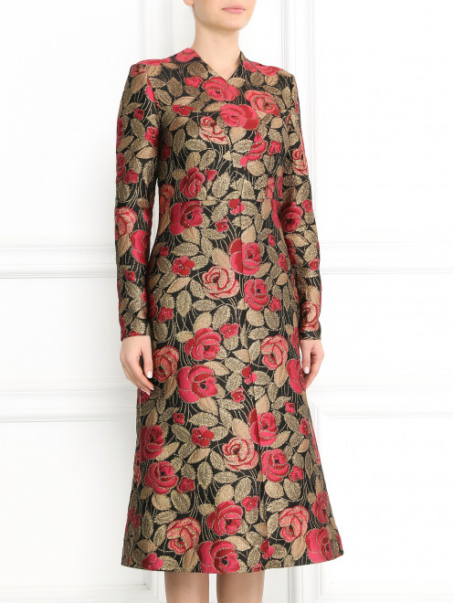 Платье из шелка с цветочным узором - Модель Верх-Низ