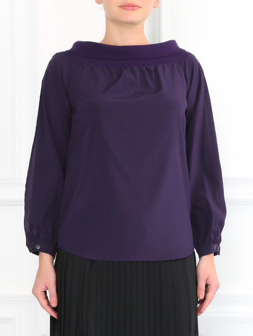 Блуза из шелка с ассиметричными рукавами - Модель Верх-Низ