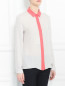 Блуза из шелка свободного кроя с контрастной отделкой Emporio Armani  –  Модель Верх-Низ