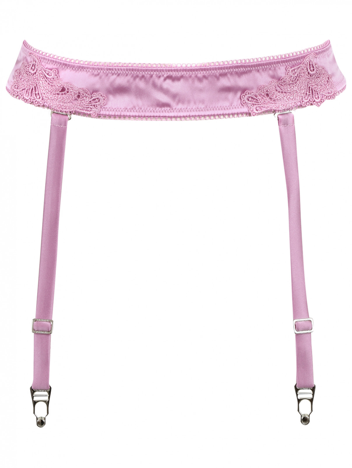 Пояс для чулок из шелка с вышивкой La Perla  –  Общий вид  – Цвет:  Розовый