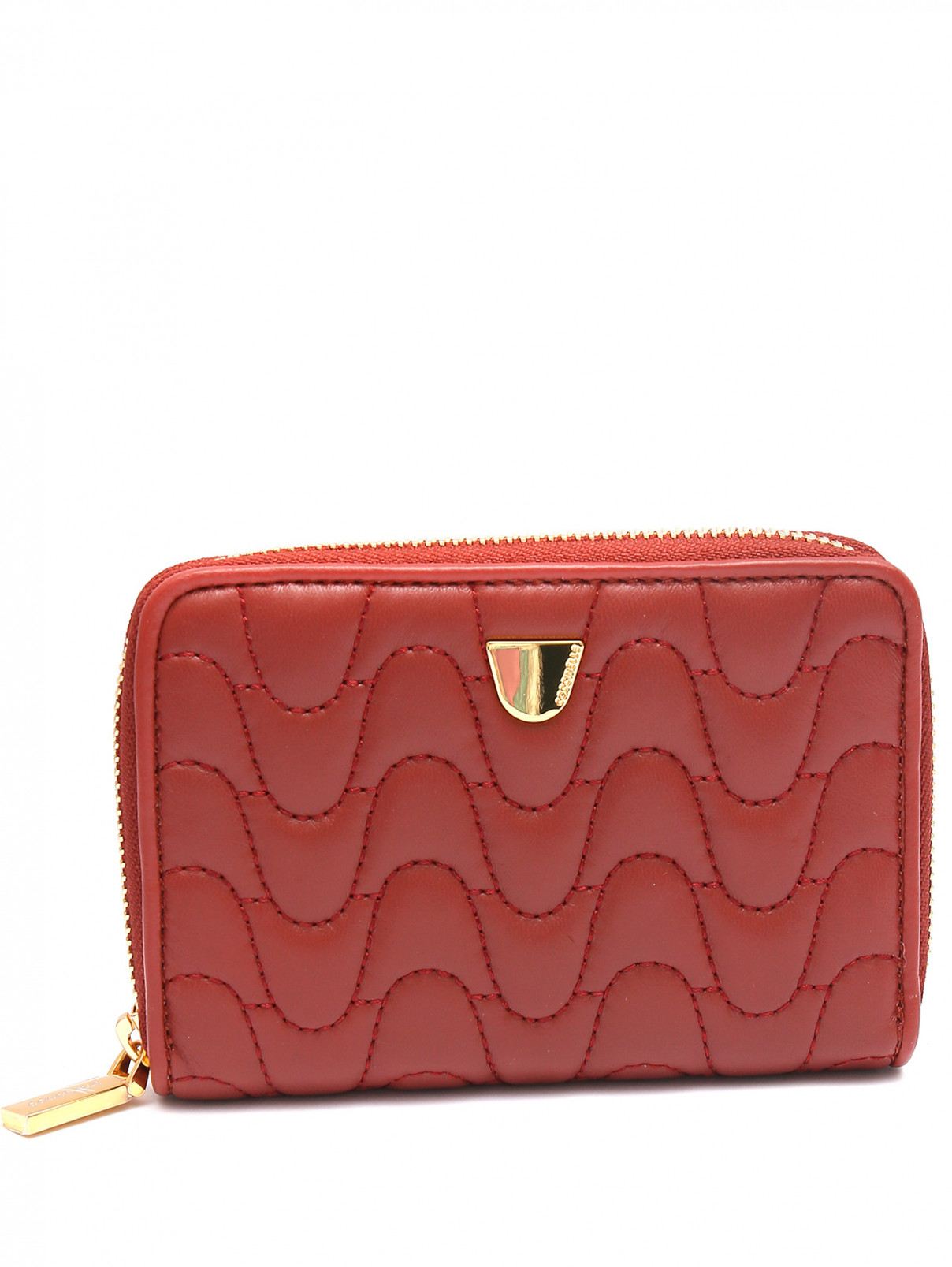 Стеганый кошелек на молнии Coccinelle  –  Общий вид  – Цвет:  Красный
