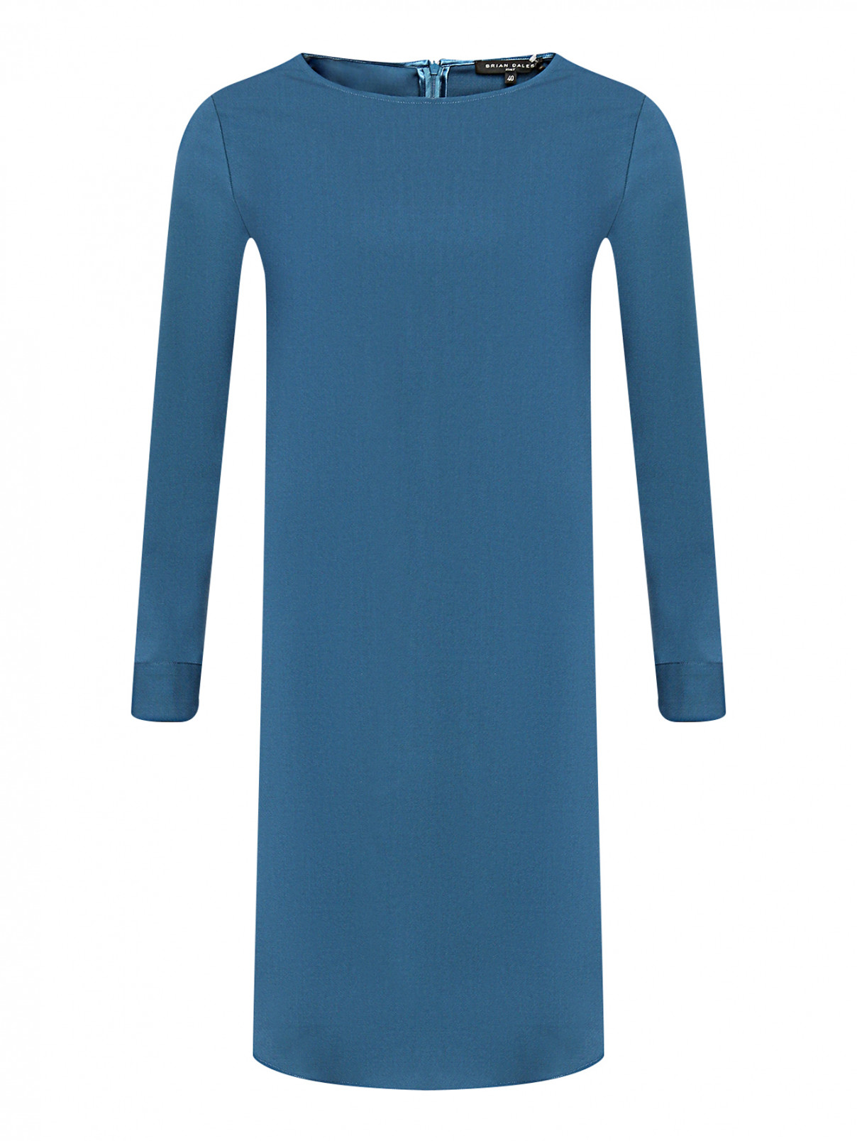 Платье прямого кроя с карманами Brian Dales  –  Общий вид  – Цвет:  Синий
