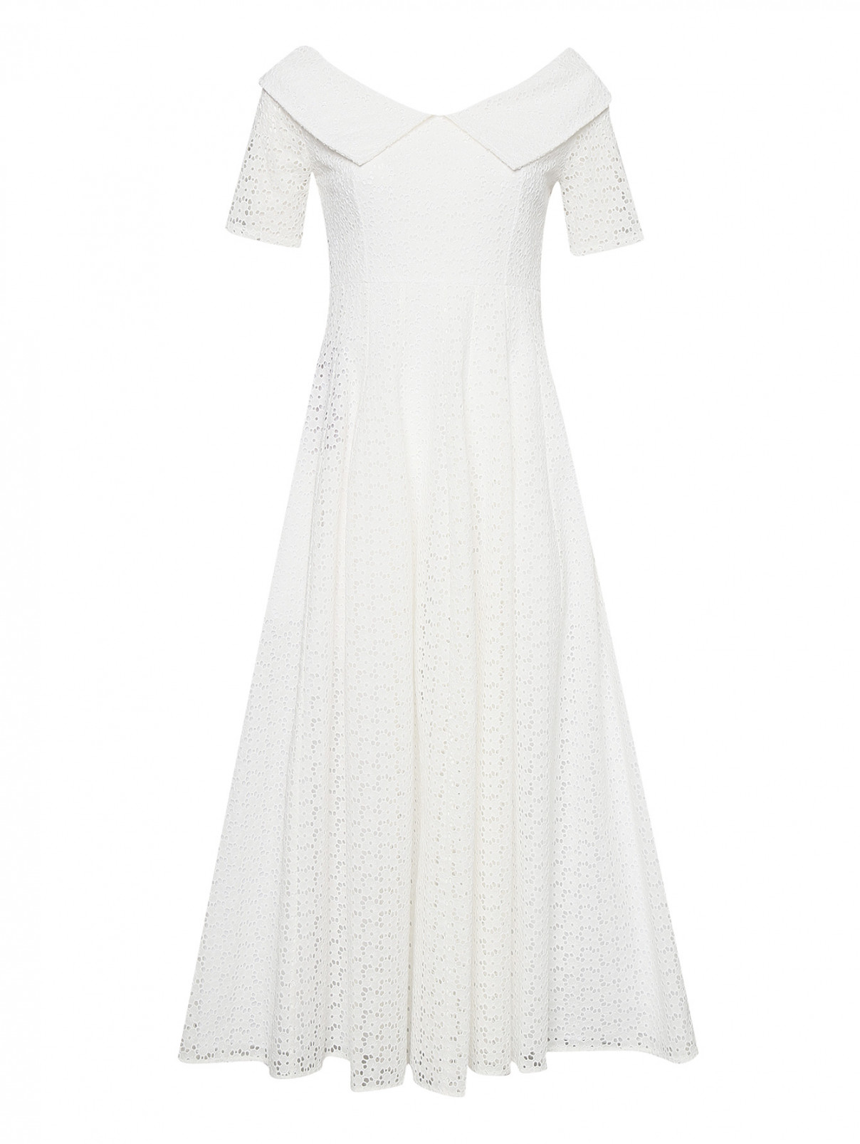 Платье-миди с вышивкой Philosophy di Lorenzo Serafini  –  Общий вид  – Цвет:  Белый