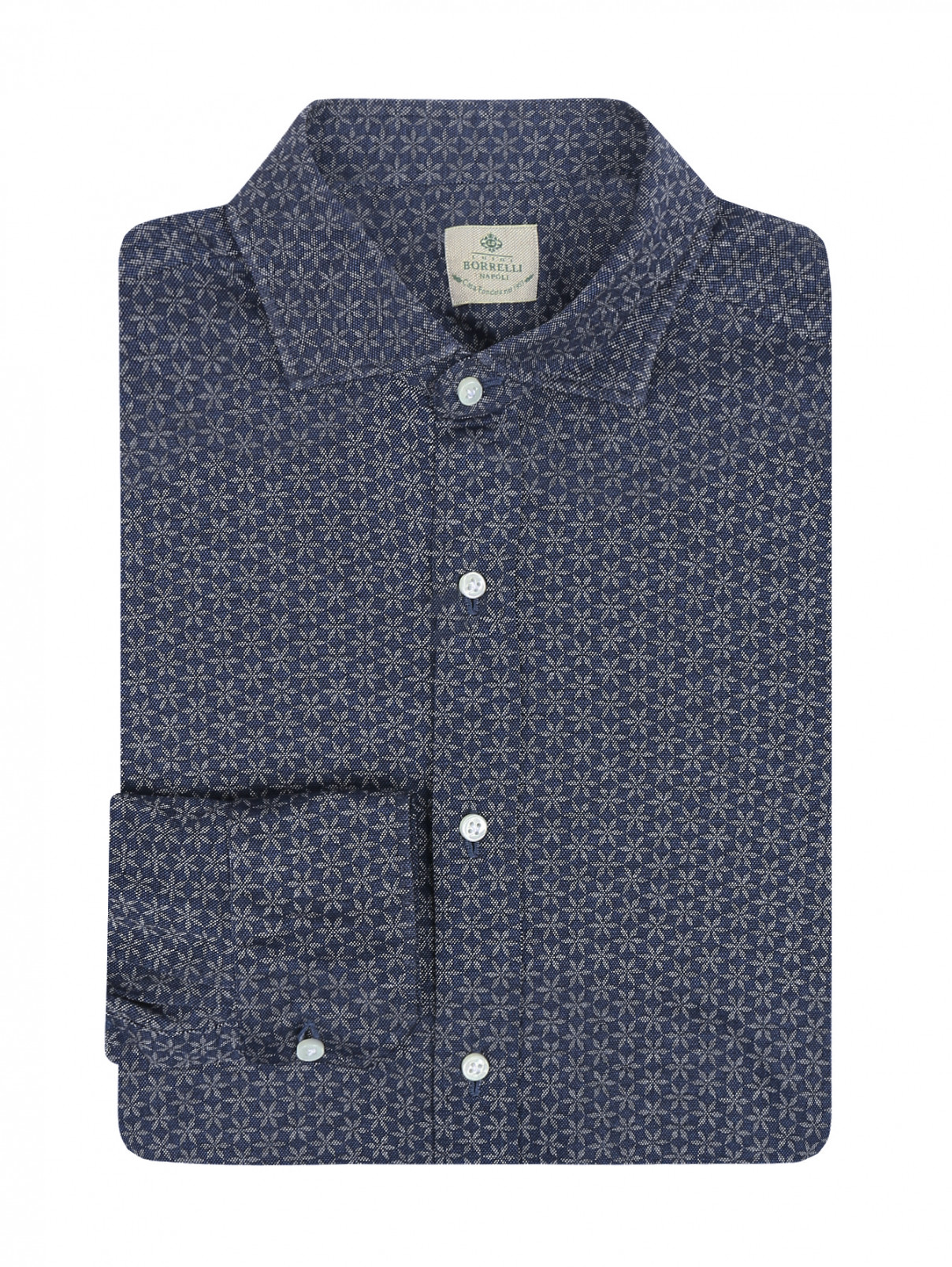 Рубашка из хлопка с узором Carrel  –  Общий вид  – Цвет:  Синий