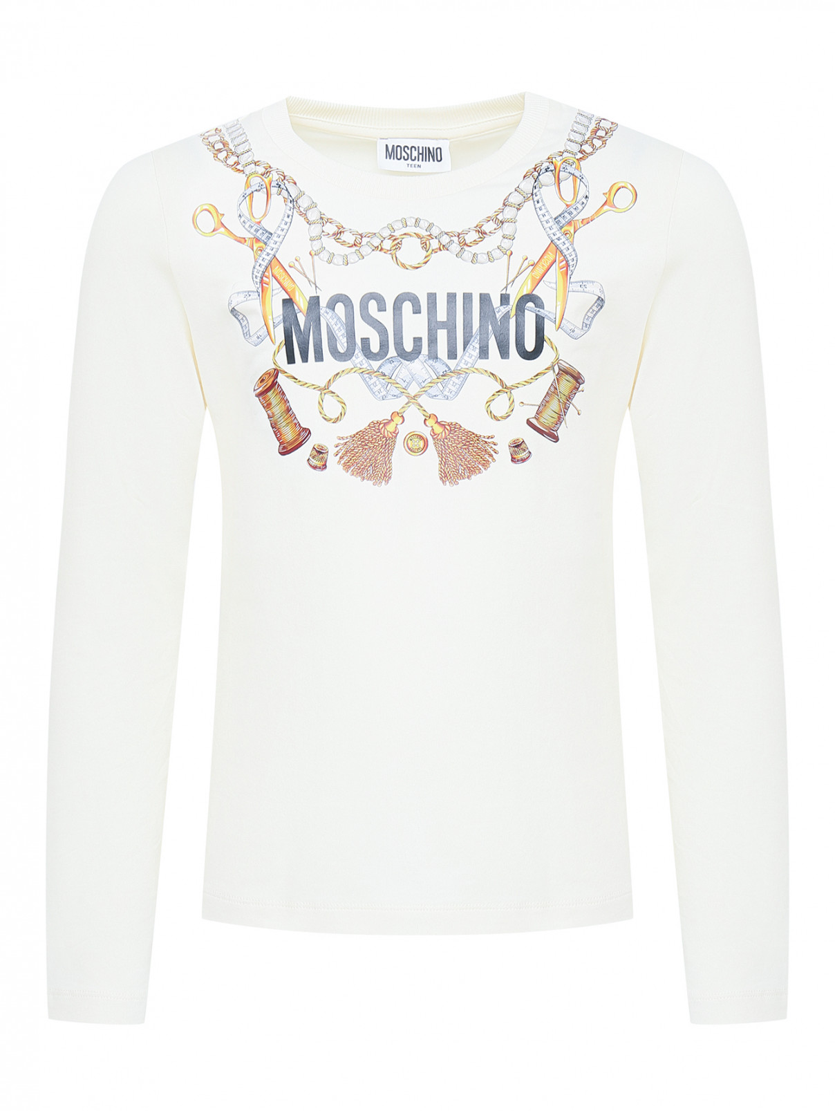 Лонгслив из хлопка с принтом Moschino  –  Общий вид  – Цвет:  Желтый