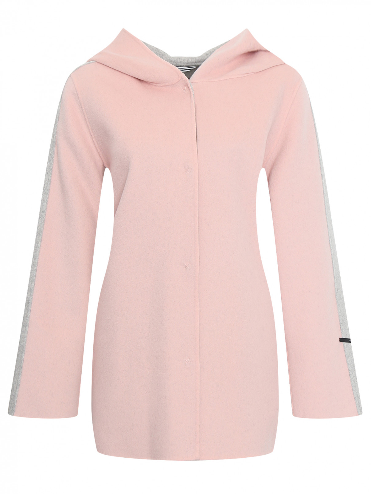 Полупальто из шерсти с капюшоном Marina Sport  –  Общий вид  – Цвет:  Розовый