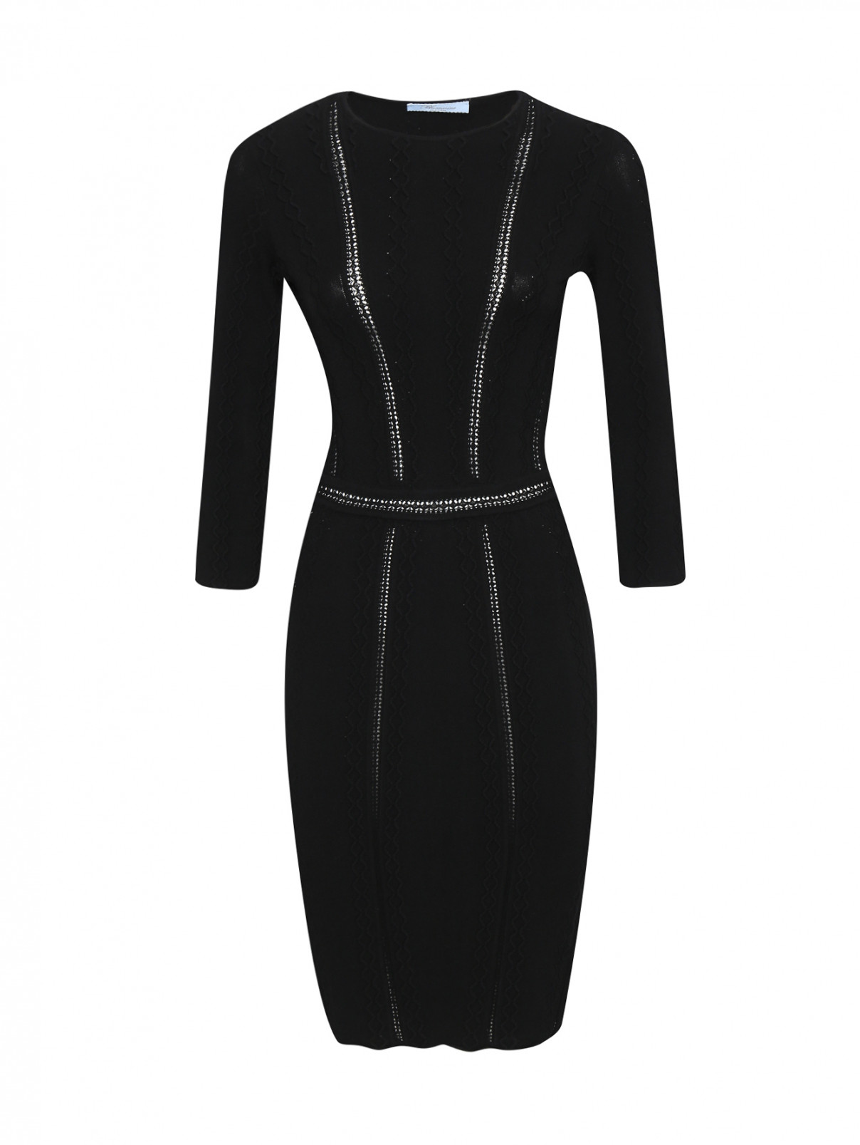 Трикотажное платье фактурной вязки Blumarine  –  Общий вид  – Цвет:  Черный
