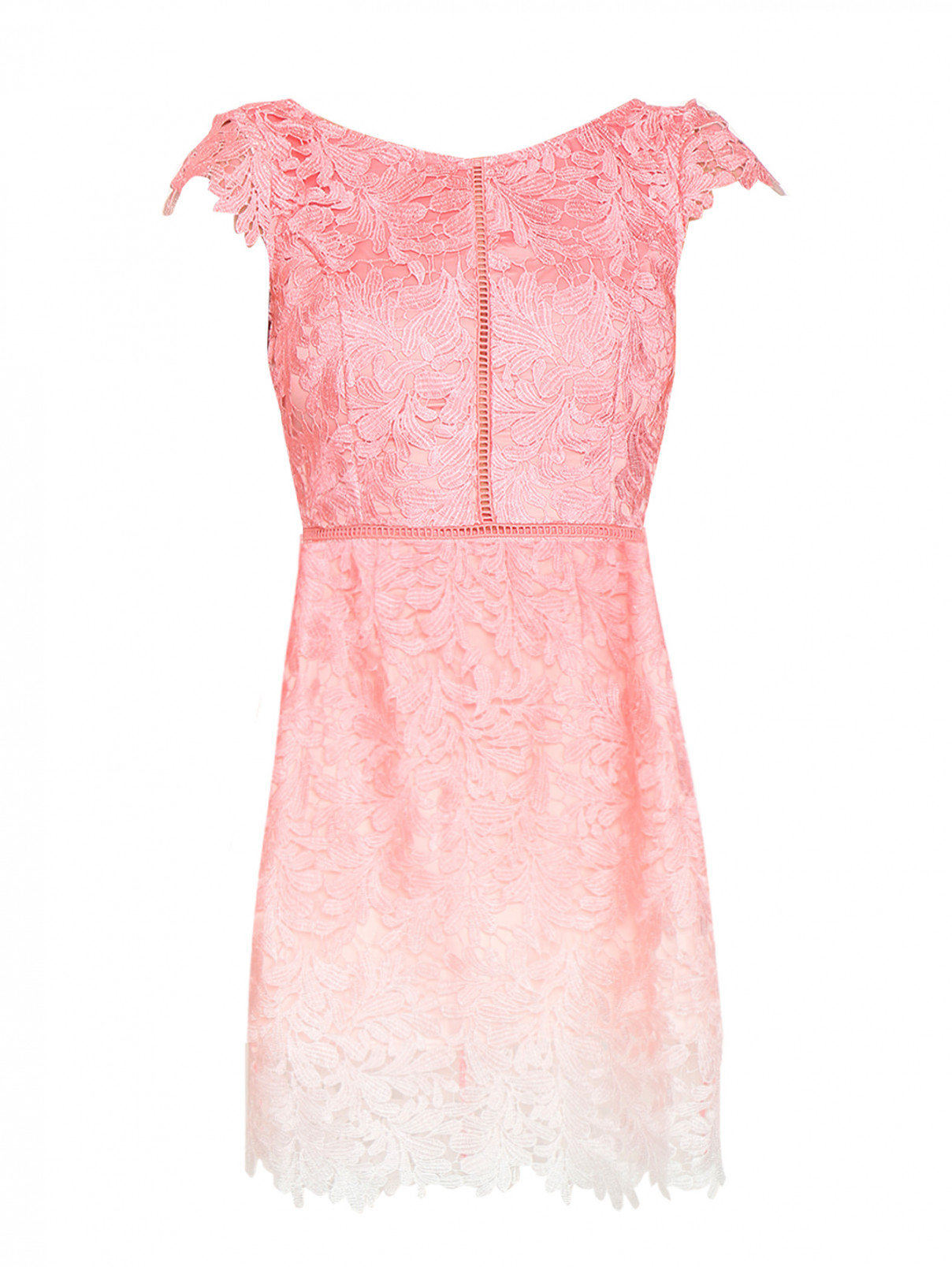 Платье-мини из кружева Guess  –  Общий вид  – Цвет:  Розовый