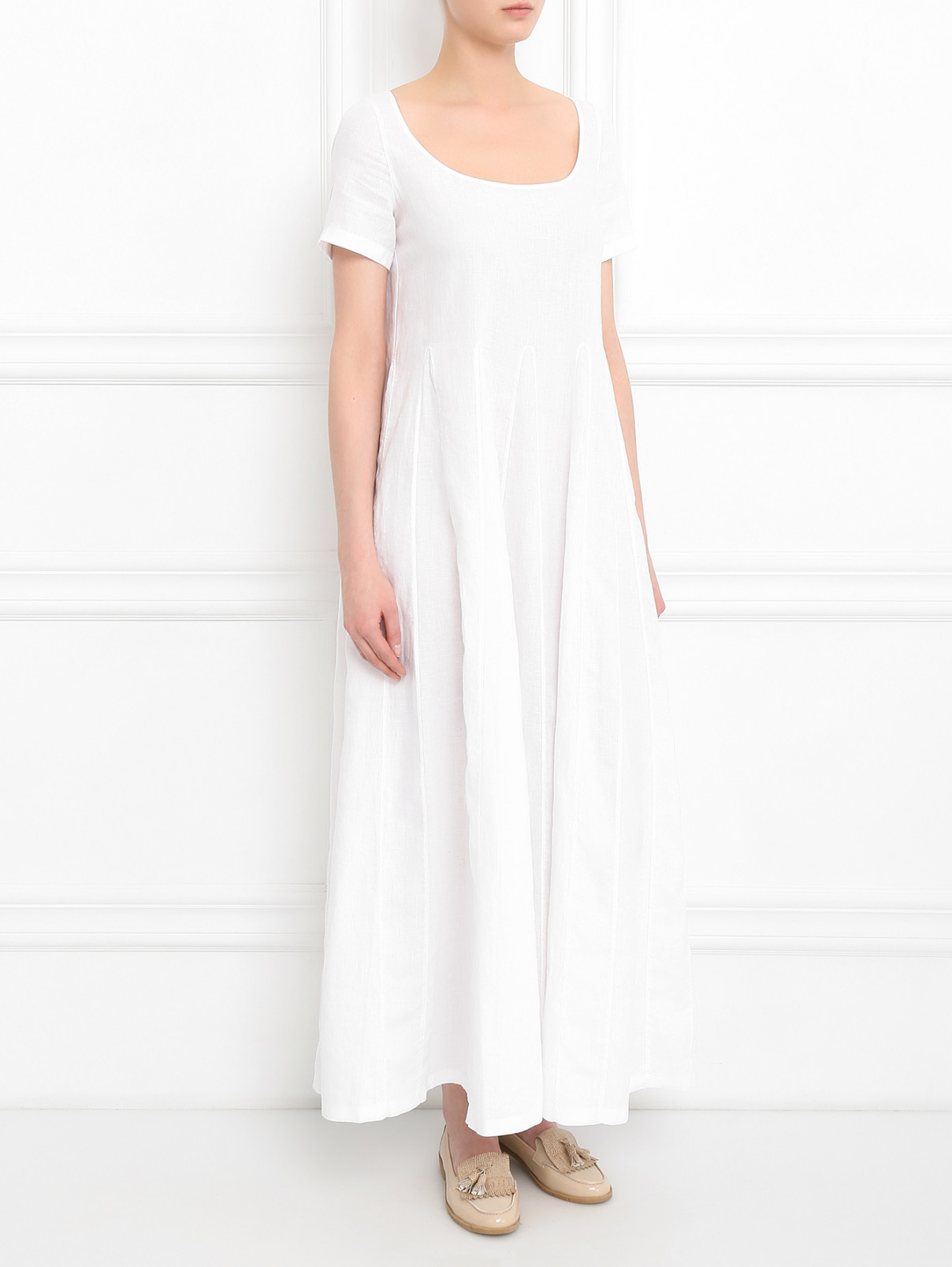 Платье-макси изо льна Aspesi  –  Модель Общий вид  – Цвет:  Белый