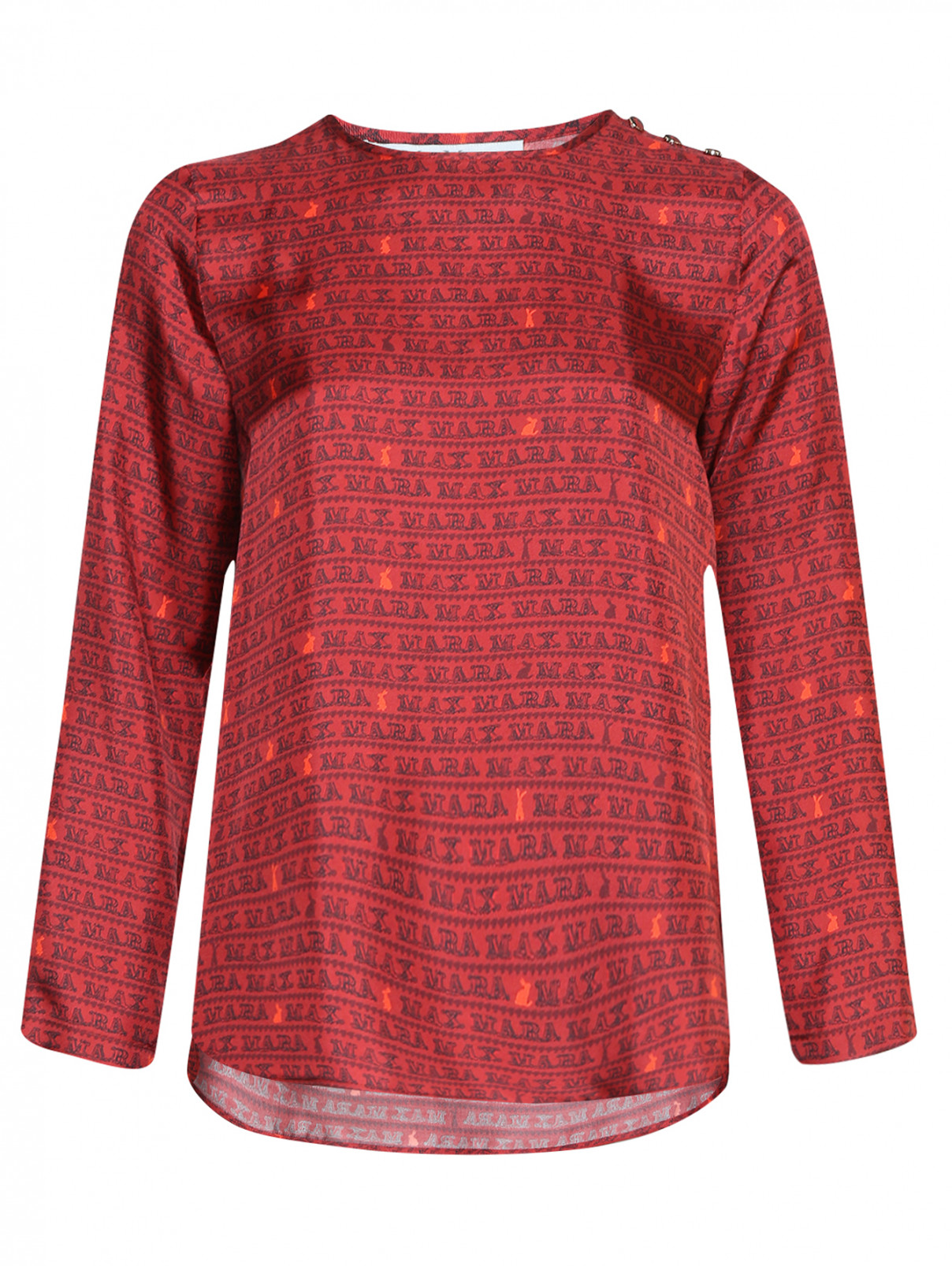 Блуза из шелка с узором Max Mara  –  Общий вид  – Цвет:  Красный