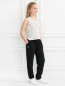 Трикотажные брюки на резинке декорированные стразами Sonia Rykiel  –  Модель Общий вид