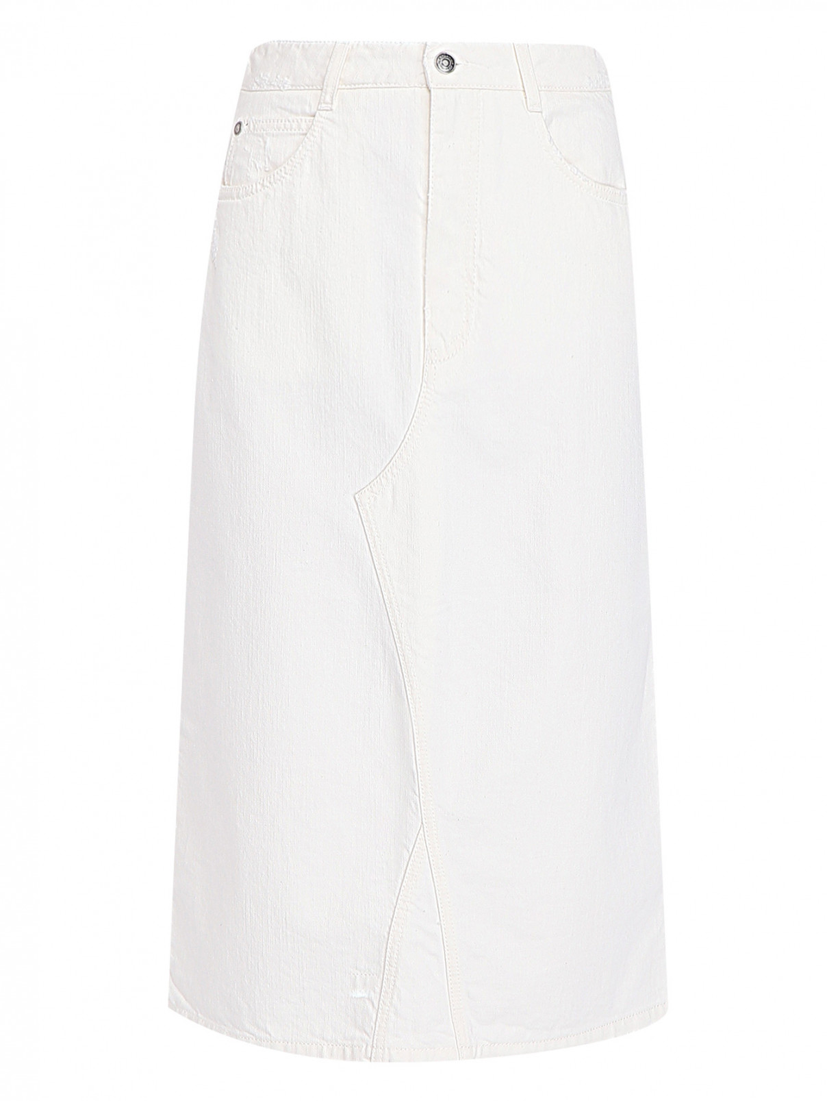 Джинсовая юбка-миди с карманами Ermanno Scervino  –  Общий вид  – Цвет:  Белый