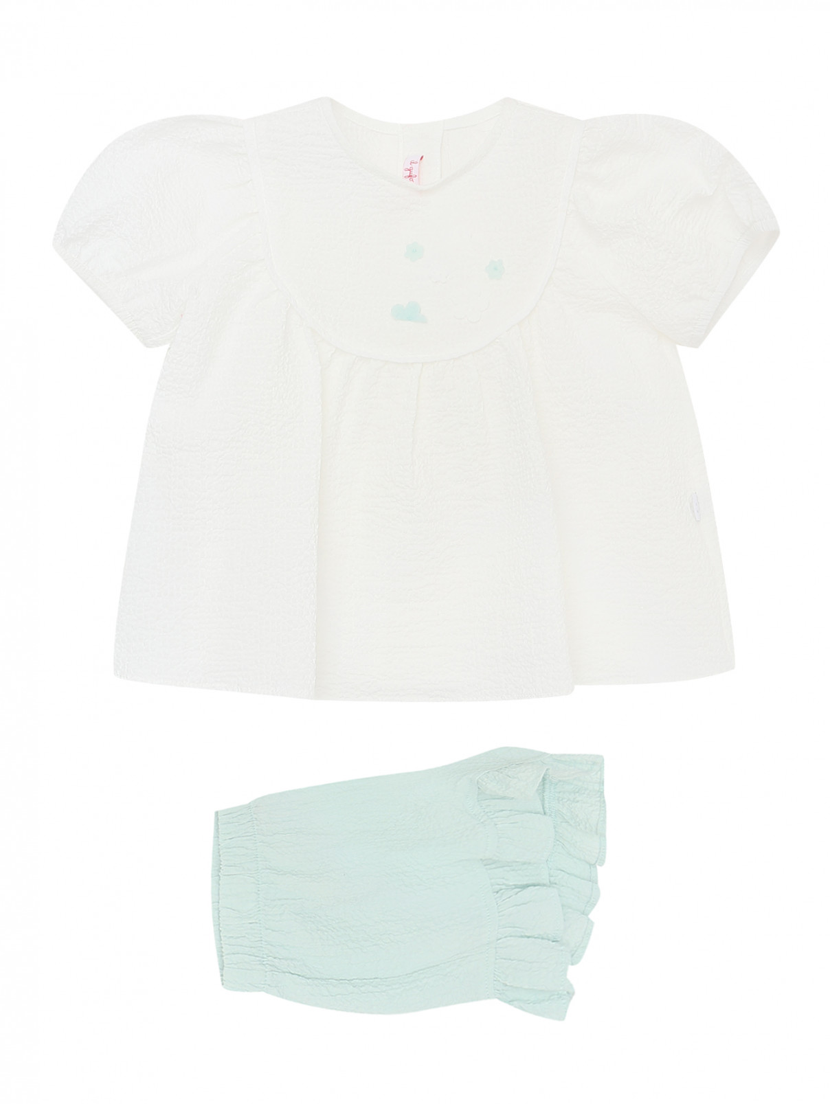 Костюм из хлопка: блуза и шорты Il Gufo  –  Общий вид  – Цвет:  Белый