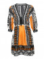 Платье из шелка с принтом и кружевной отделкой Alberta Ferretti  –  Общий вид
