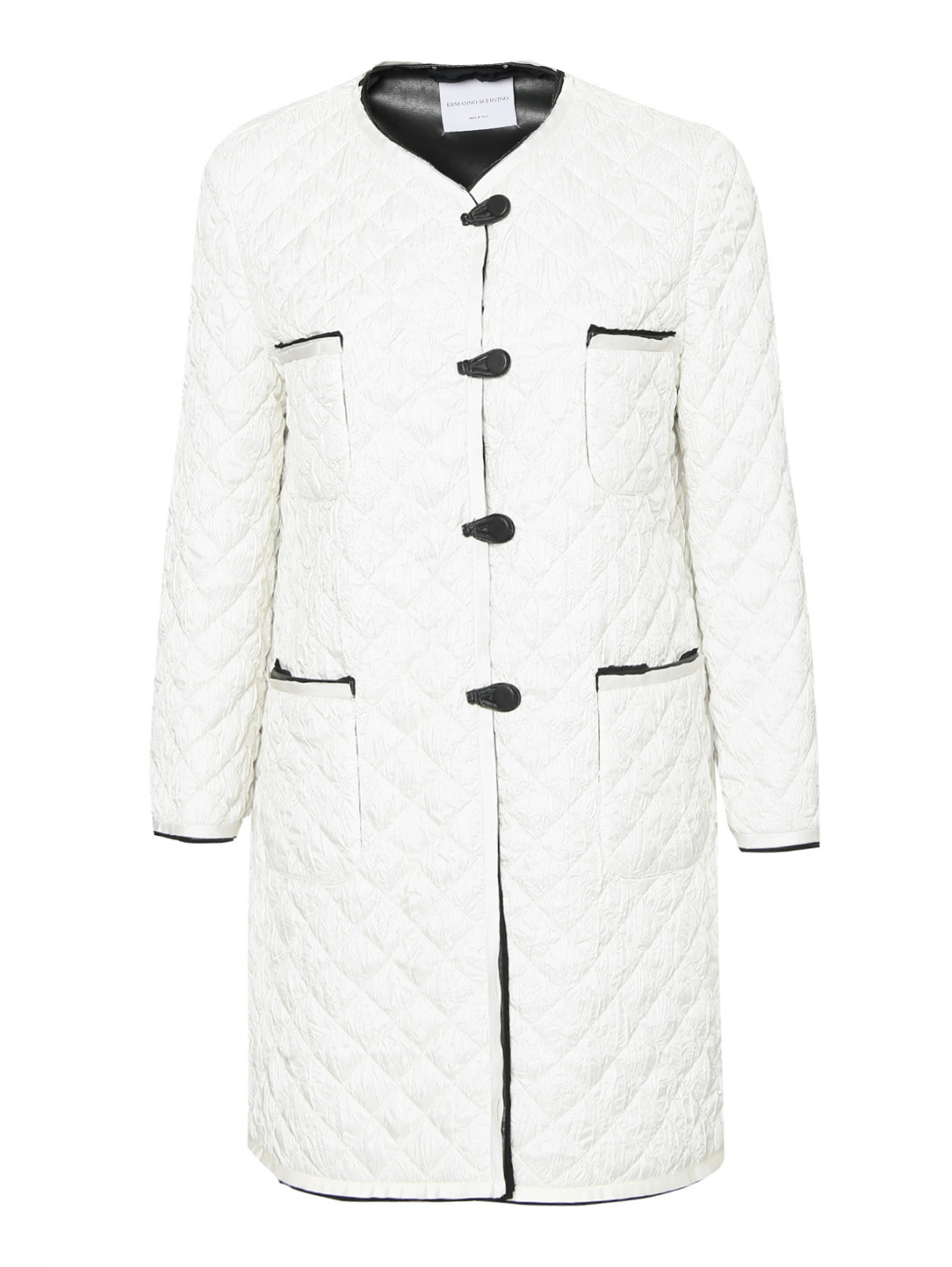 Стеганое пальто с карманами Ermanno Scervino  –  Общий вид  – Цвет:  Белый