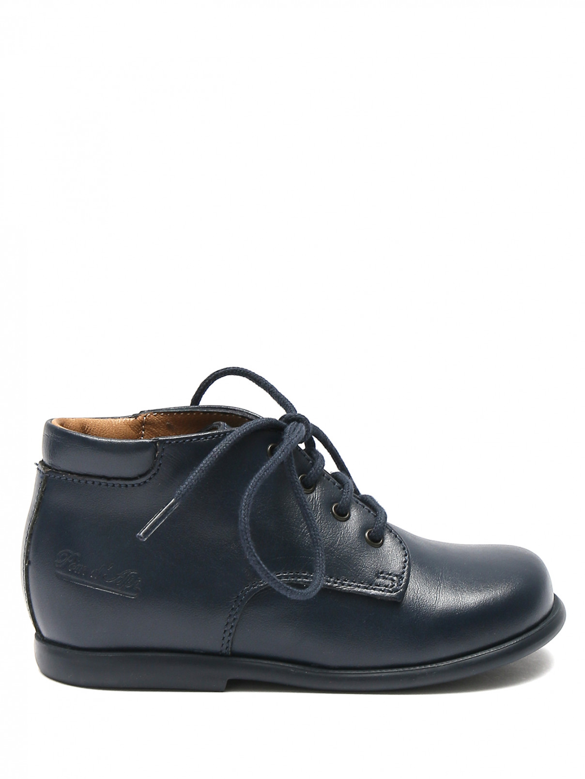 Ботинки из гладкой кожи на шнурках Pom d'Api  –  Обтравка1  – Цвет:  Синий