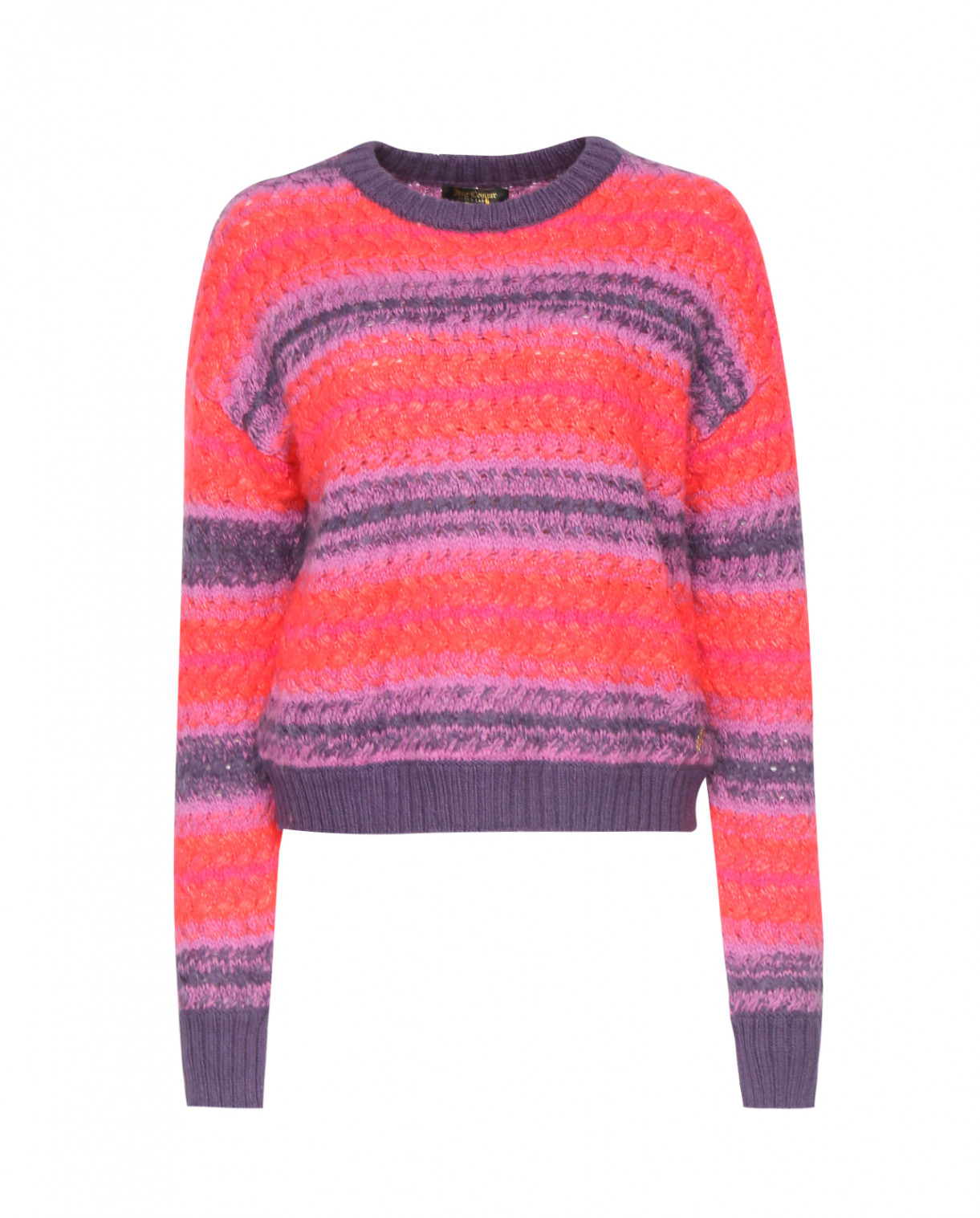 Джемпер из шерсти крупной вязки с узором Juicy Couture  –  Общий вид  – Цвет:  Фиолетовый