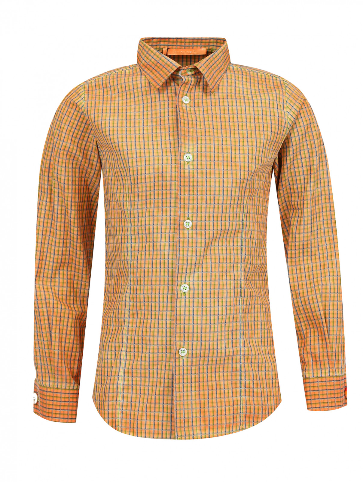 Рубашка из хлопка с узором "клетка" Tagliatore  –  Общий вид  – Цвет:  Оранжевый