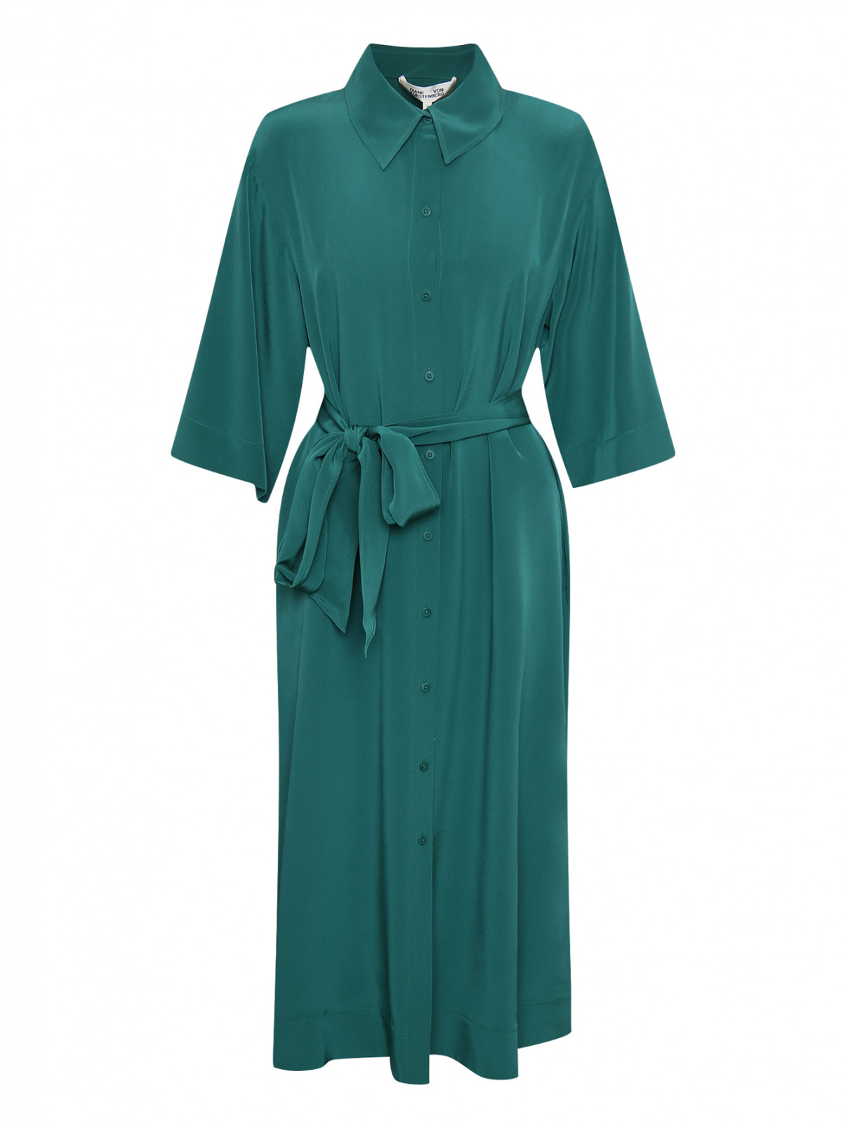 Платье-рубашка из шелка Diane von Furstenberg  –  Общий вид  – Цвет:  Зеленый
