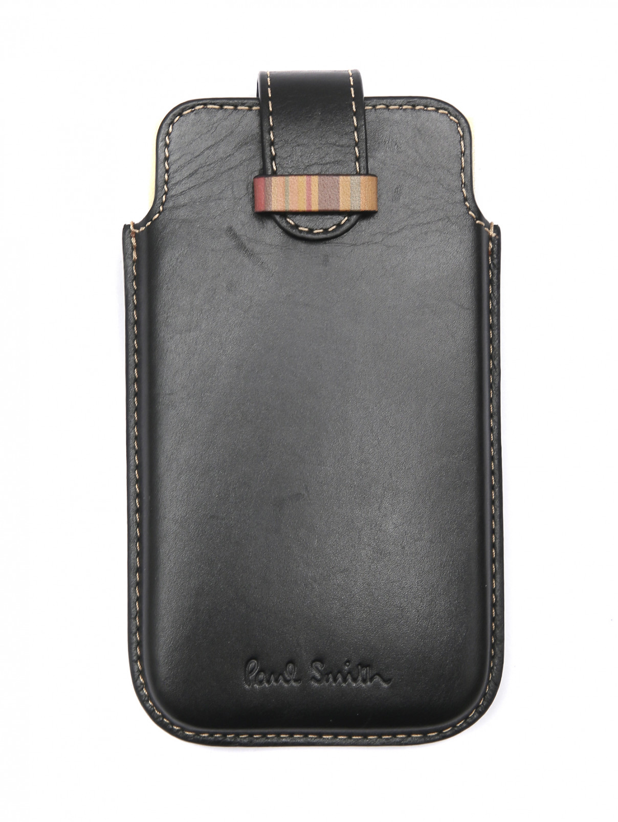 Чехол для IPhone из кожи Paul Smith  –  Общий вид  – Цвет:  Черный