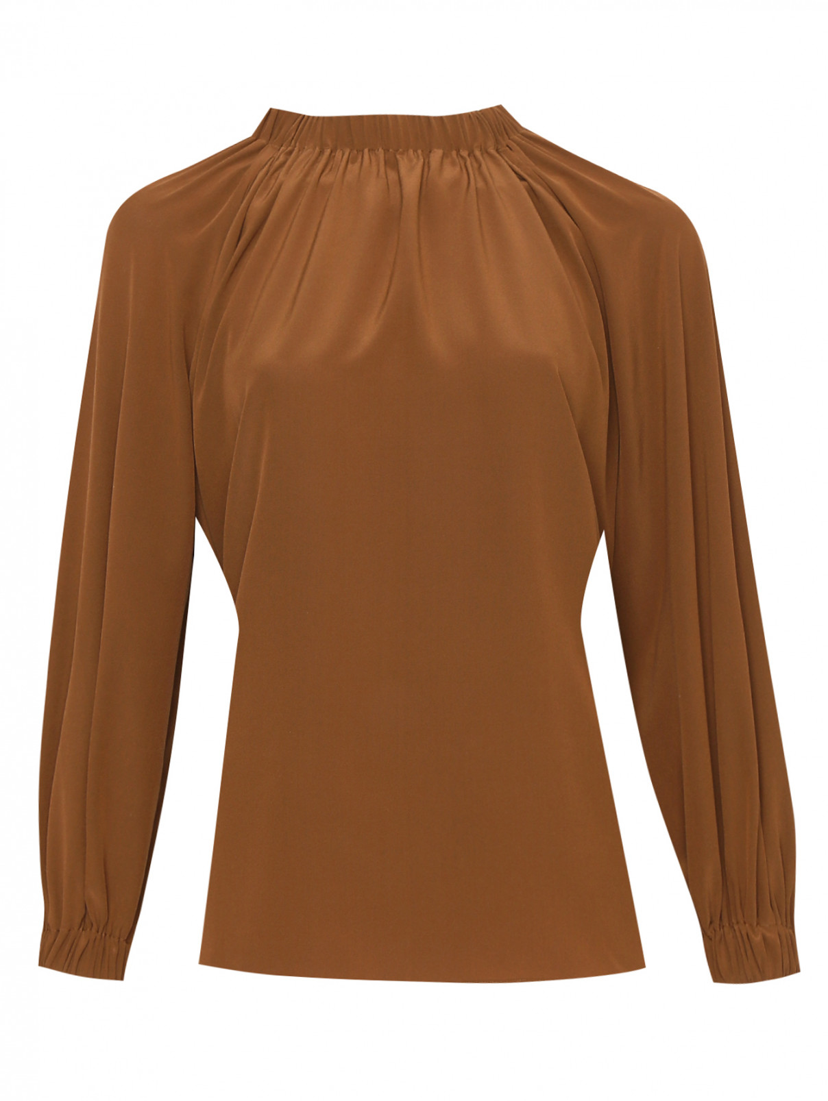 Блуза из шелка свободного кроя Aspesi  –  Общий вид  – Цвет:  Коричневый
