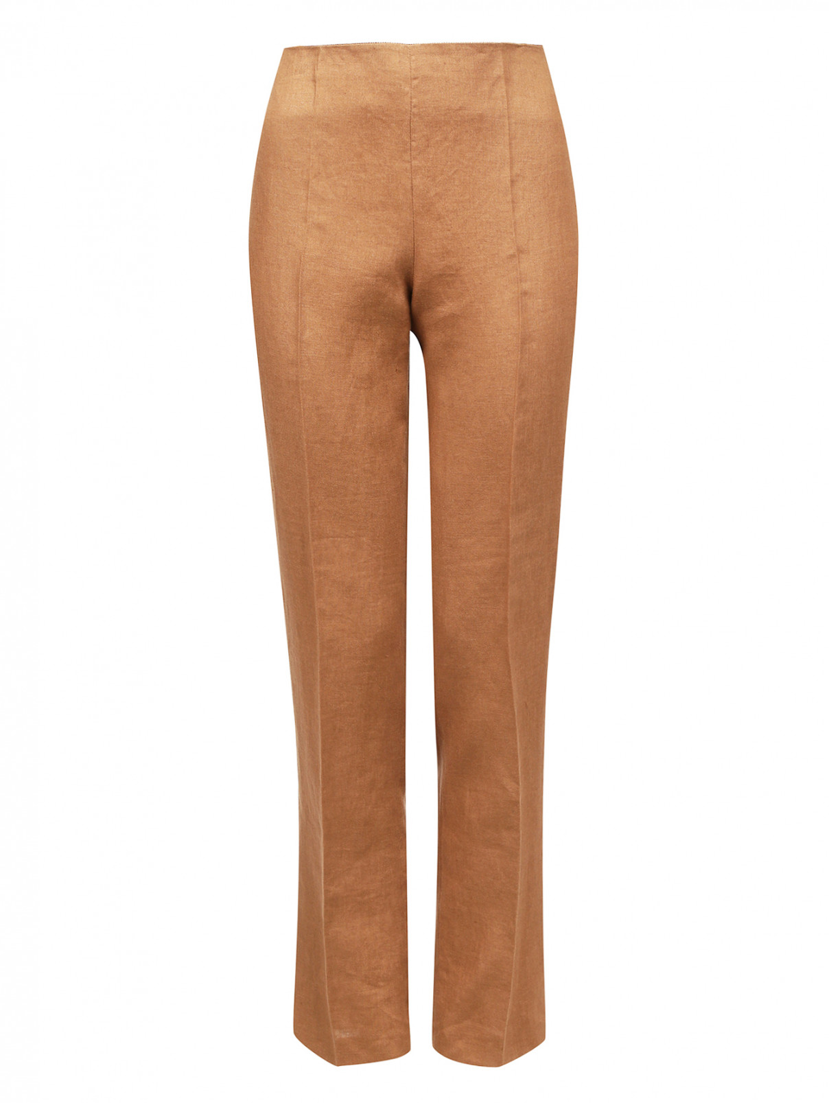 Укороченные брюки из льна Alberta Ferretti  –  Общий вид  – Цвет:  Коричневый