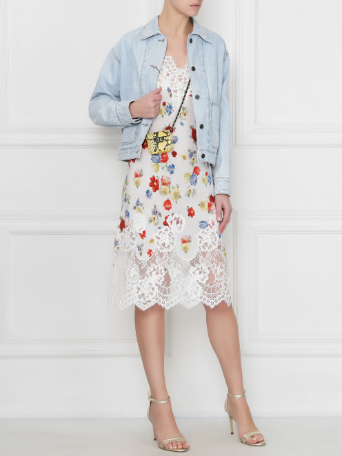 Мини-сумочка из кожи с узором Ermanno Scervino - МодельОбщийВид