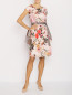 Платье-миди из хлопка с цветочным узором Comma  –  МодельОбщийВид