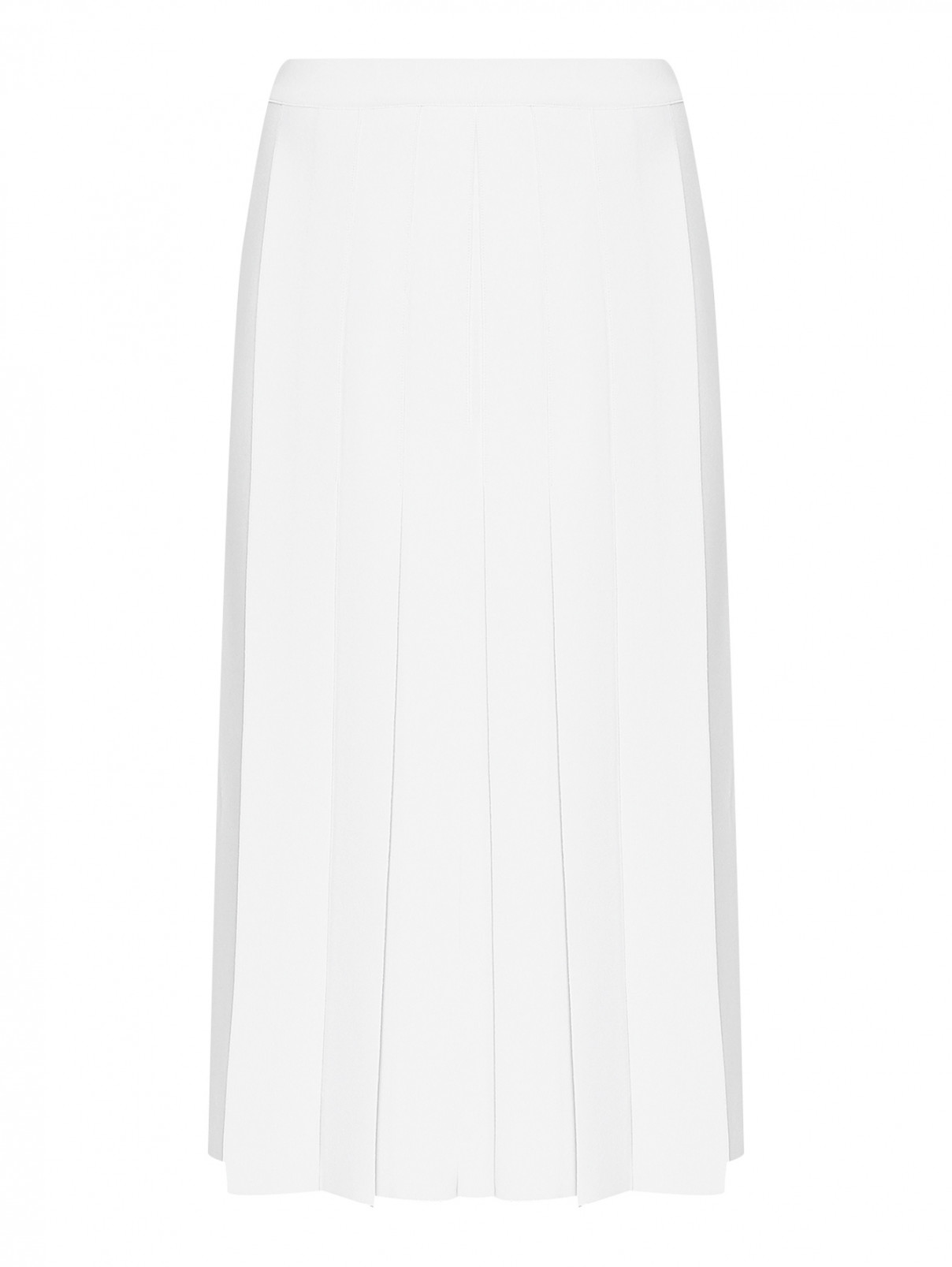 Трикотажная юбка-миди со складками MRZ  –  Общий вид  – Цвет:  Белый