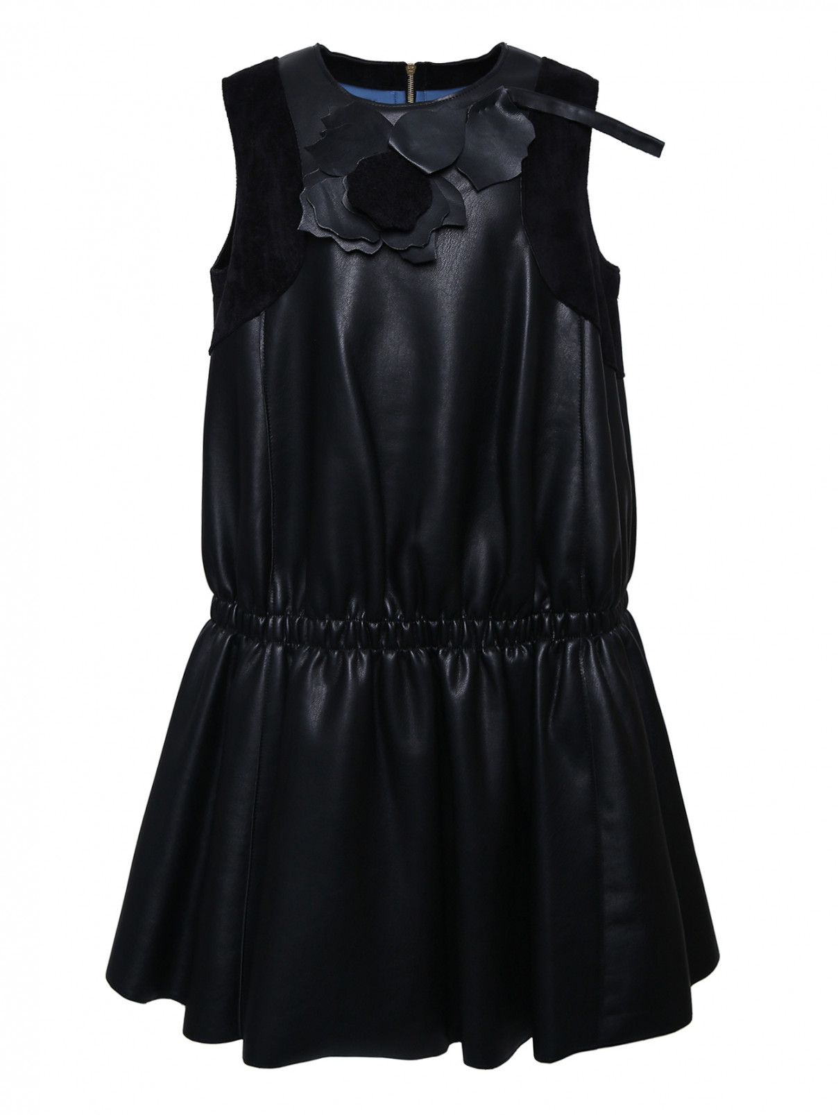 Платье из искуственной кожи со съемным декором MiMiSol  –  Общий вид  – Цвет:  Черный