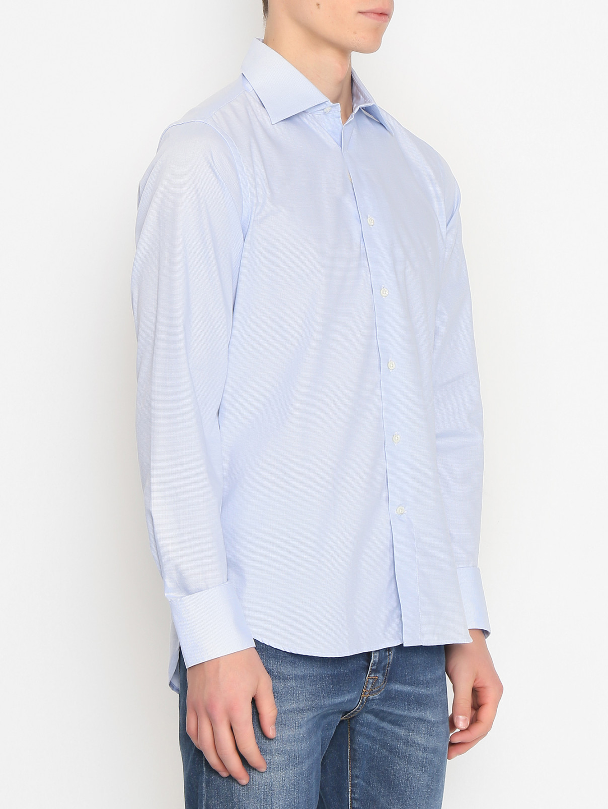 Рубашка из хлопка Canali  –  МодельВерхНиз  – Цвет:  Синий