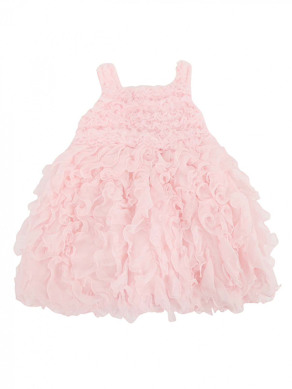 Платье с рюшами из шелка Aletta  –  Общий вид  – Цвет:  Розовый