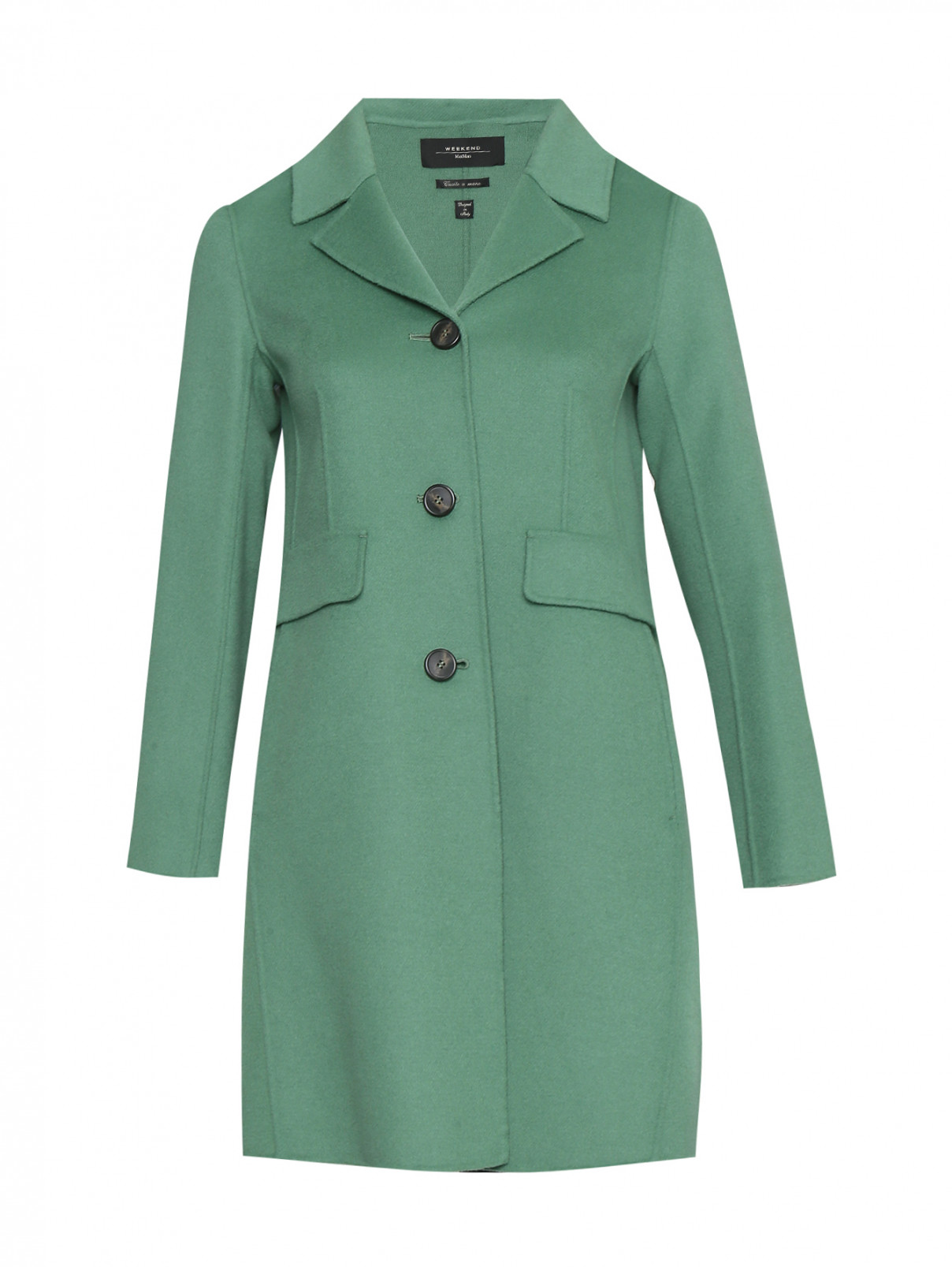 Пальто из шерсти с карманами Weekend Max Mara  –  Общий вид  – Цвет:  Зеленый