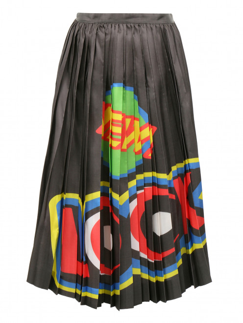 Юбка-гофре из хлопка и шелка с абстрактным узором Moschino Couture - Общий вид
