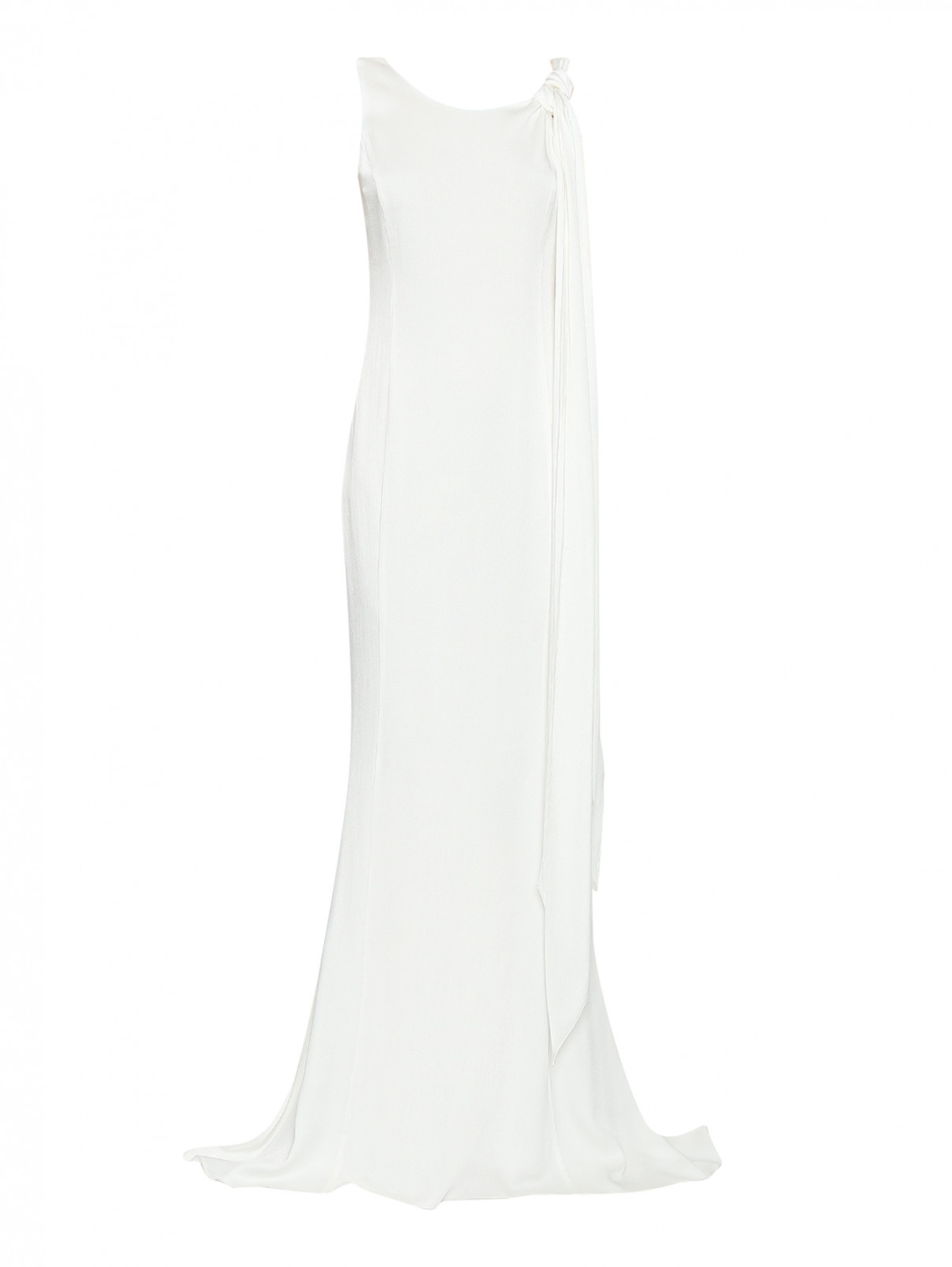 Платье-макси с драпировкой Max Mara  –  Общий вид  – Цвет:  Белый