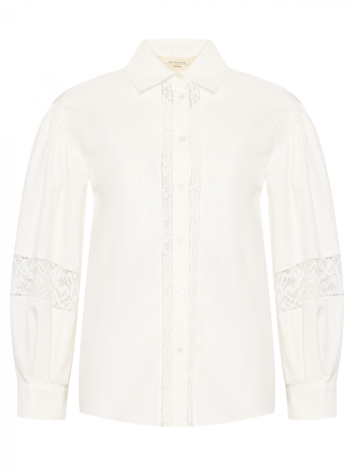 Блуза из хлопка с декоративной отделкой Weekend Max Mara  –  Общий вид  – Цвет:  Белый