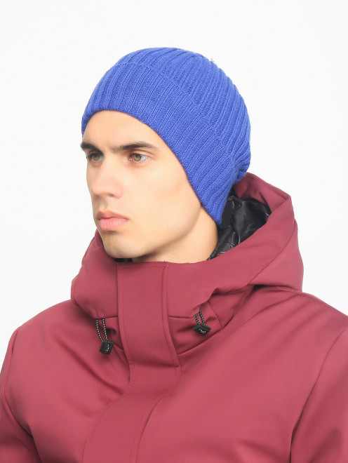 Кашемировая шапка-бини в рубчик Piacenza Cashmere 1733 - МодельОбщийВид