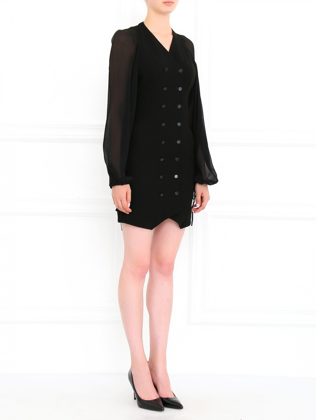 Платье-мини на пуговицах Jean Paul Gaultier  –  Модель Общий вид  – Цвет:  Черный