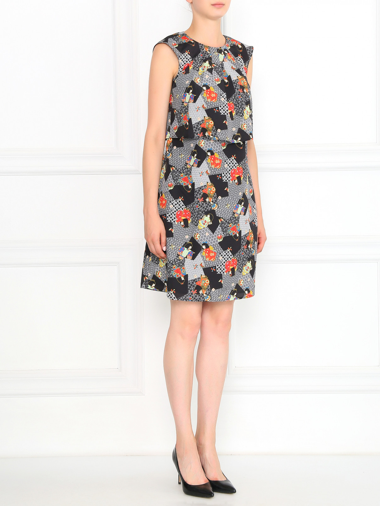 Платье с абстрактным узором Love Moschino  –  Модель Общий вид  – Цвет:  Мультиколор
