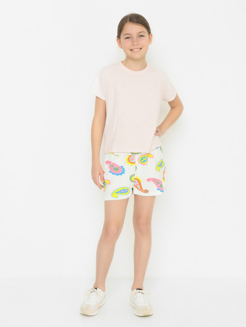 Шорты из фактурного хлопка с узором Stella McCartney kids - МодельОбщийВид