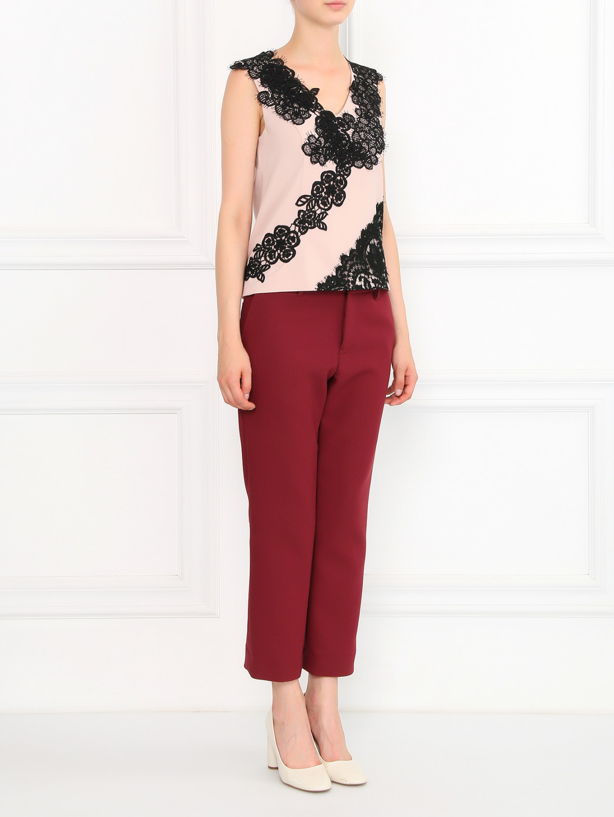 Укороченные брюки из хлопка с боковыми карманами Jil Sander  –  Модель Общий вид  – Цвет:  Красный