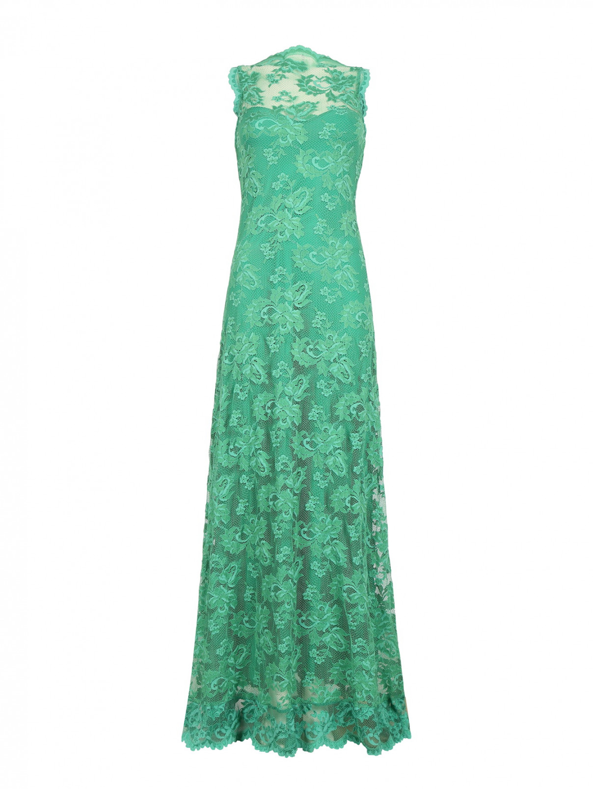 Кружевное платье-макси Olvi's  –  Общий вид  – Цвет:  Зеленый
