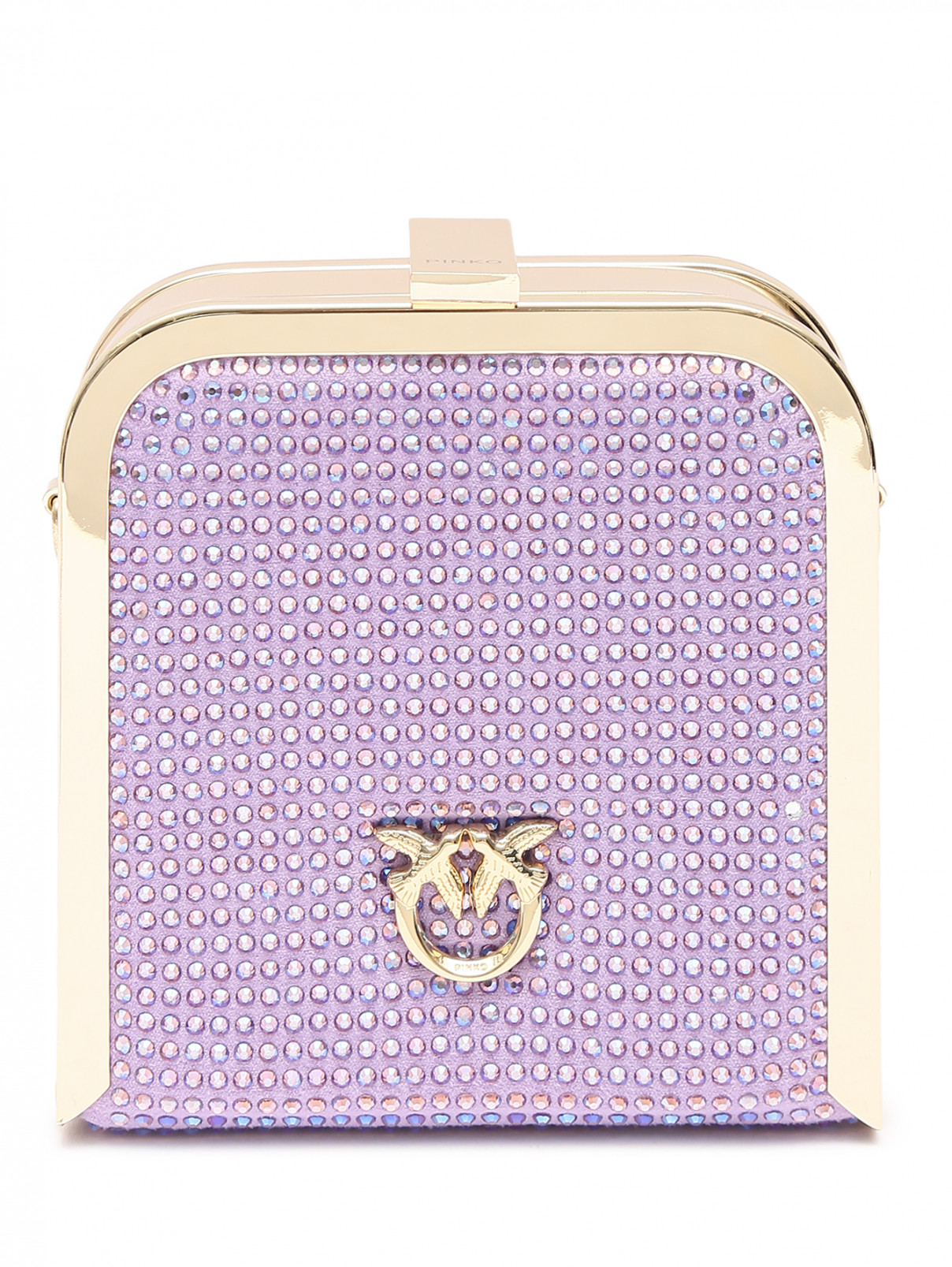 Клатч на цепочке декорированный кристаллами PINKO  –  Общий вид  – Цвет:  Фиолетовый